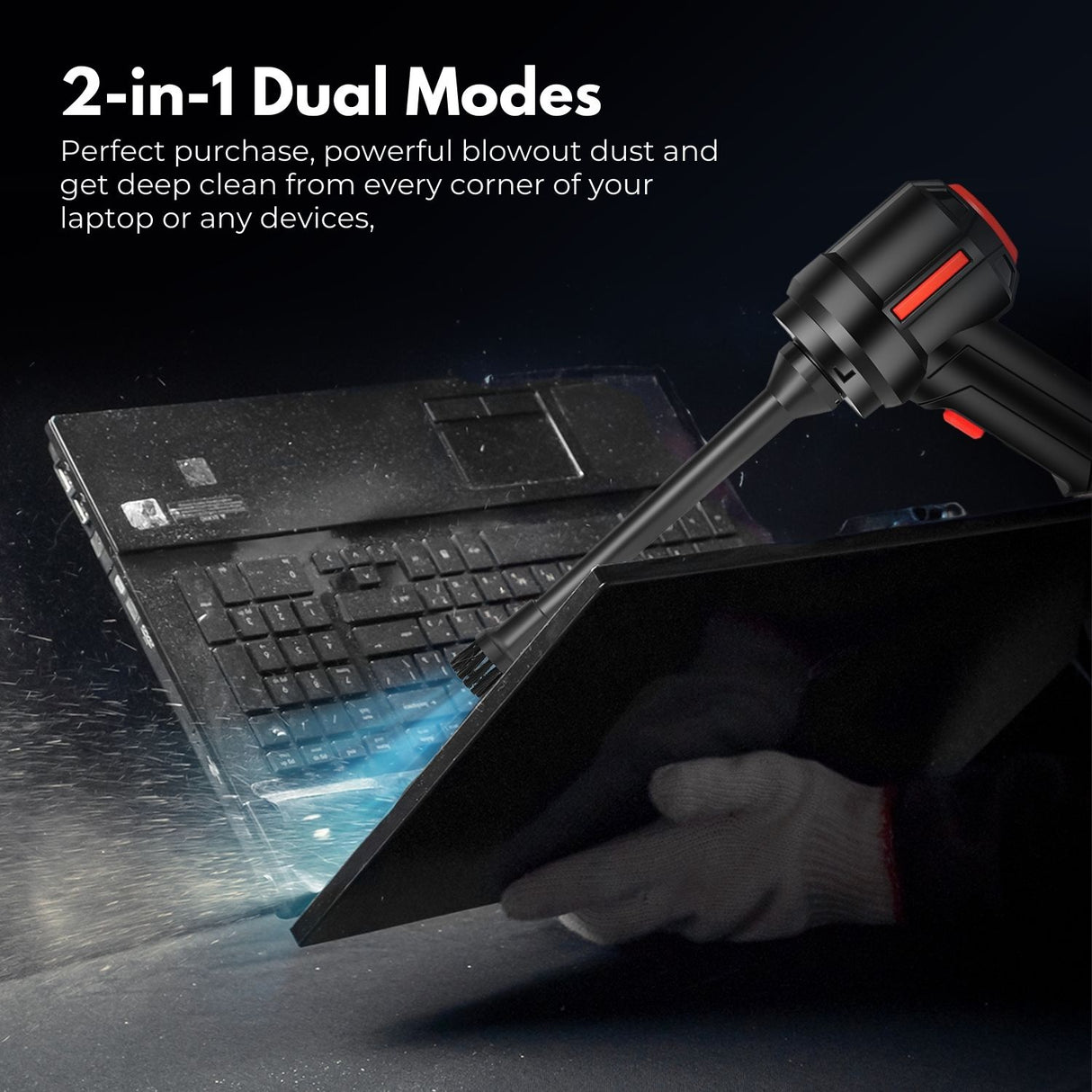 Cordless Air Duster with Vacuum (Black) MK-ADV-101-HL