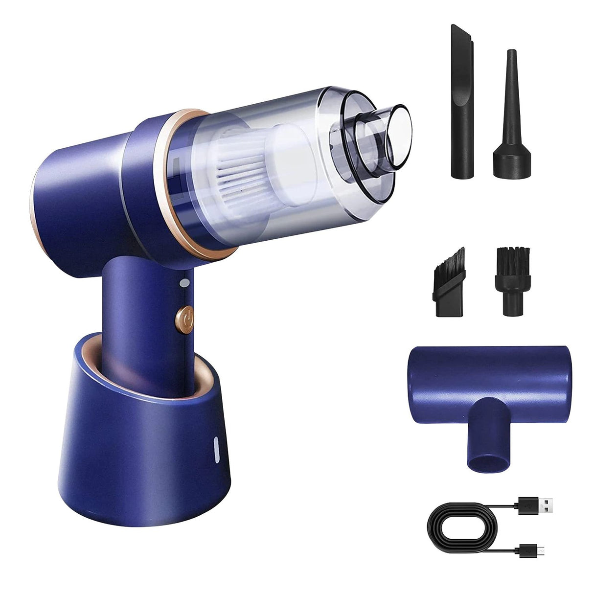45000RPM 7.8V Rechargeable Cordless Air Duster and Car Vacuum Cleaner with Charging Base (Navy Blue) MK-AD-104-YE