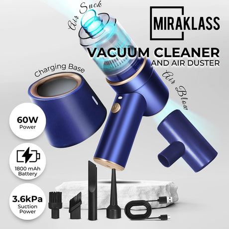 45000RPM 7.8V Rechargeable Cordless Air Duster and Car Vacuum Cleaner with Charging Base (Navy Blue) MK-AD-104-YE
