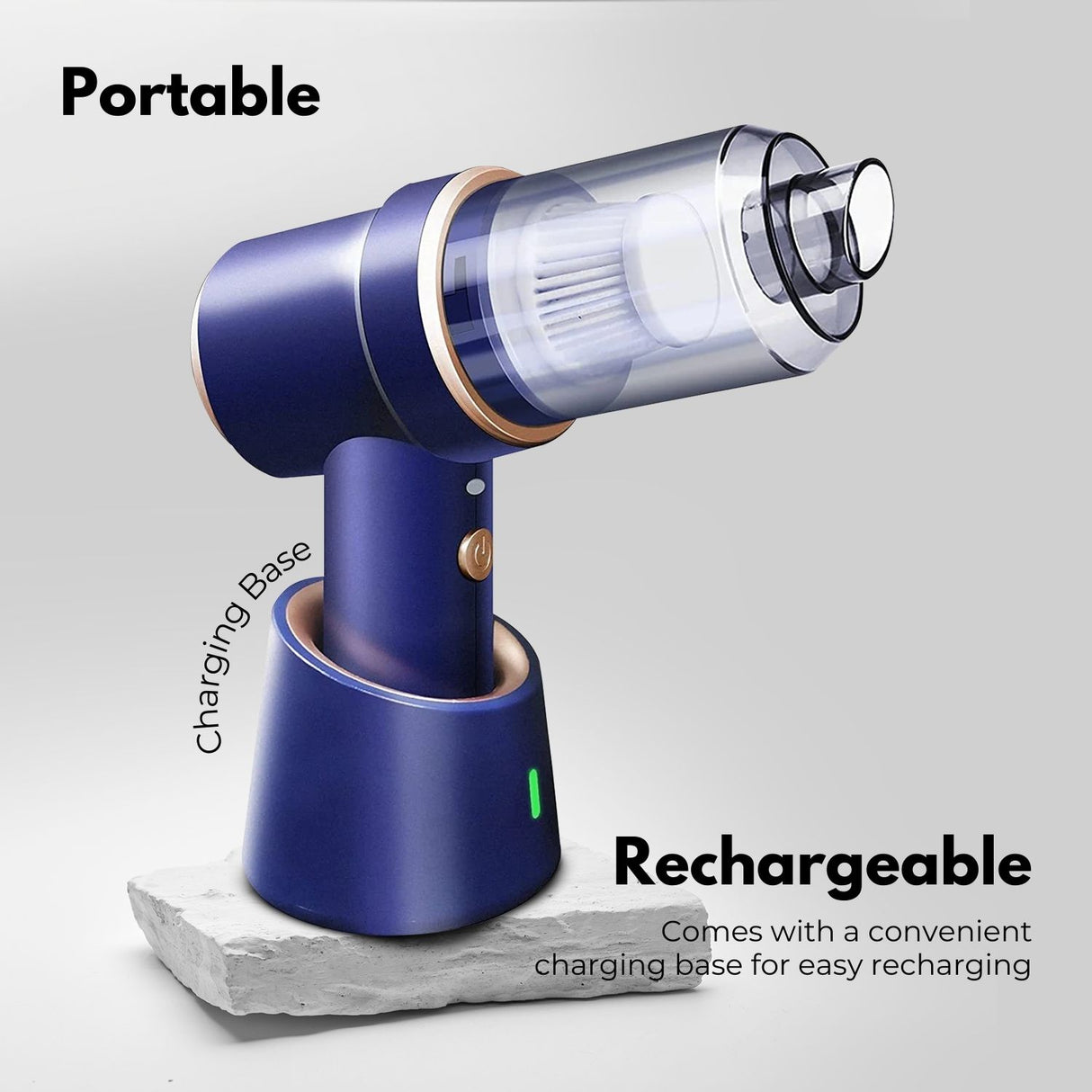 45000RPM 7.8V Rechargeable Cordless Air Duster and Car Vacuum Cleaner with Charging Base (Navy Blue) MK-AD-104-YE