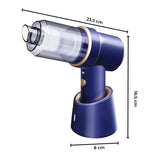 45000RPM 7.8V Rechargeable Cordless Air Duster and Car Vacuum Cleaner with Charging Base (Navy Blue) MK-AD-104-YE