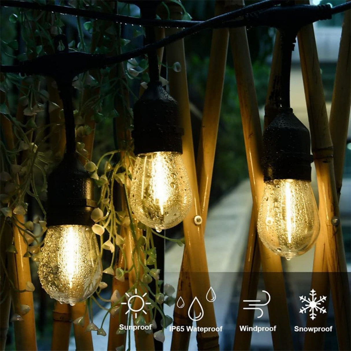 53FT 15+1 Bulbs LED Outdoor String Lights Garden Party Decoration