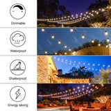 53FT 15+1 Bulbs LED Outdoor String Lights Garden Party Decoration