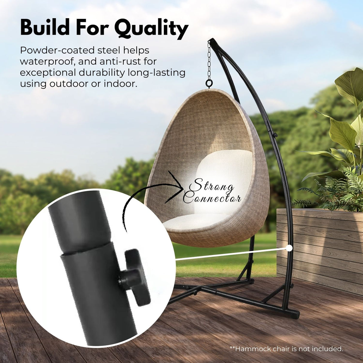 Hammock Chair Stand for Hanging Air Porch Swing Chair (Black) NE-HC-100-DL