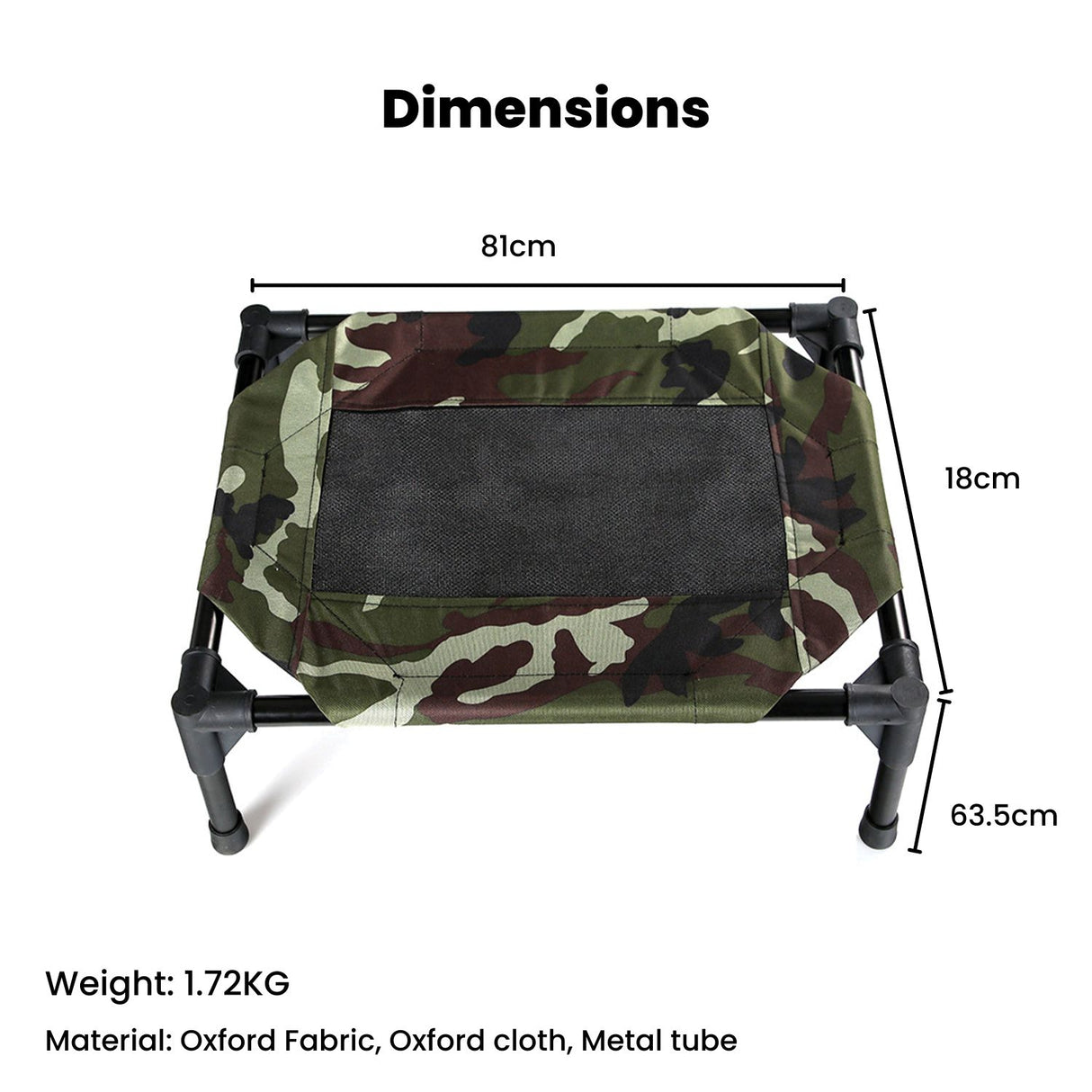 Elevated Camping Pet Bed (M Army) - PT-PB-148-QQQ