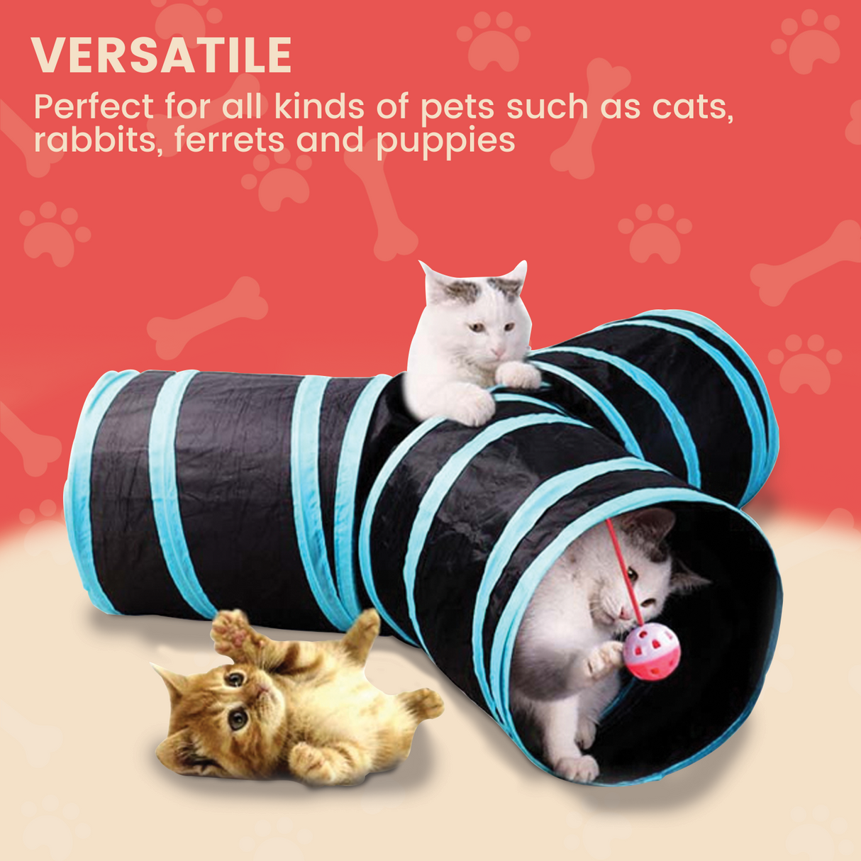 4 Holes Cat Tunnel (White) - PT-CT-120-QQQ
