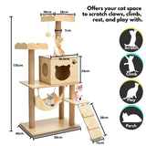 Cat Tree (120cm / 135cm Wood) - PT-CT-132-RN / PT-CT-132-MM
