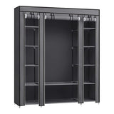 150cm Portable Closet Organizer, Wardrobe with Shelves and Cover Gray
