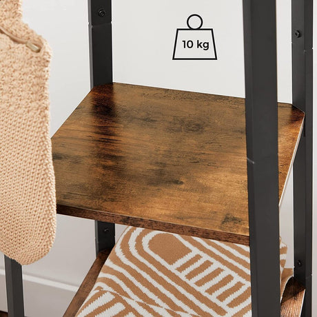 Coat Rack Stand with 3 Shelves Rustic Brown and Black LCR80X