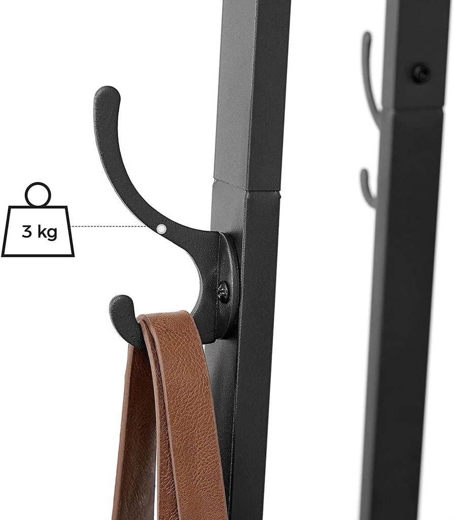 Coat Rack Stand with 3 Shelves Rustic Brown and Black LCR80X