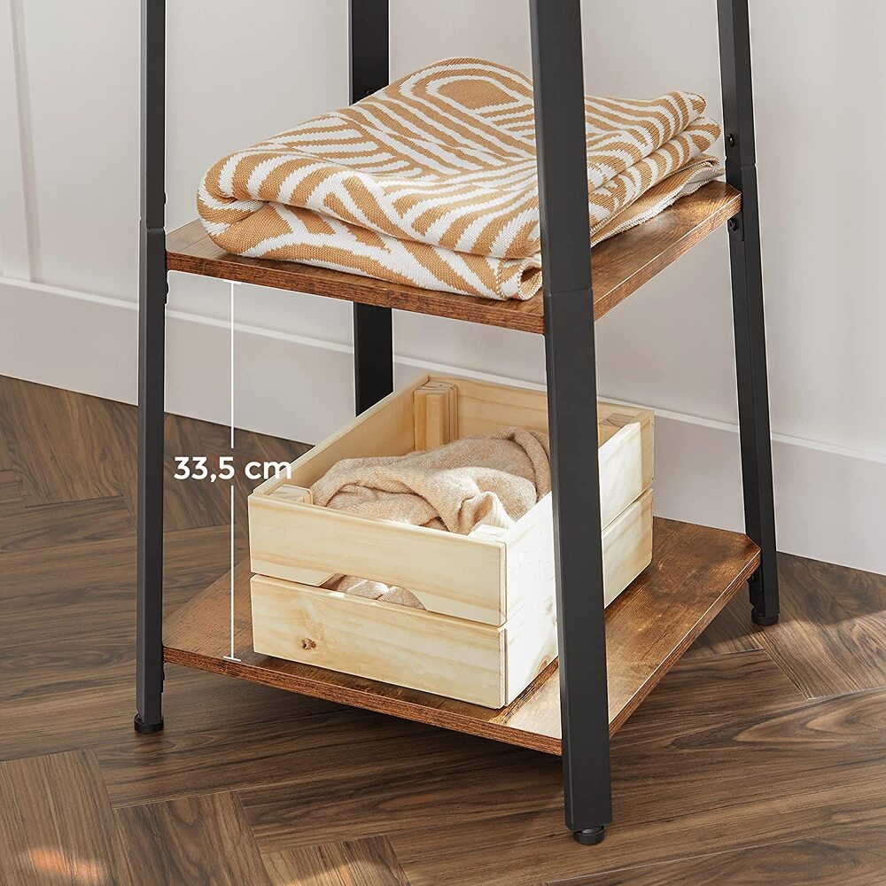 Coat Rack Stand with 3 Shelves Rustic Brown and Black LCR80X