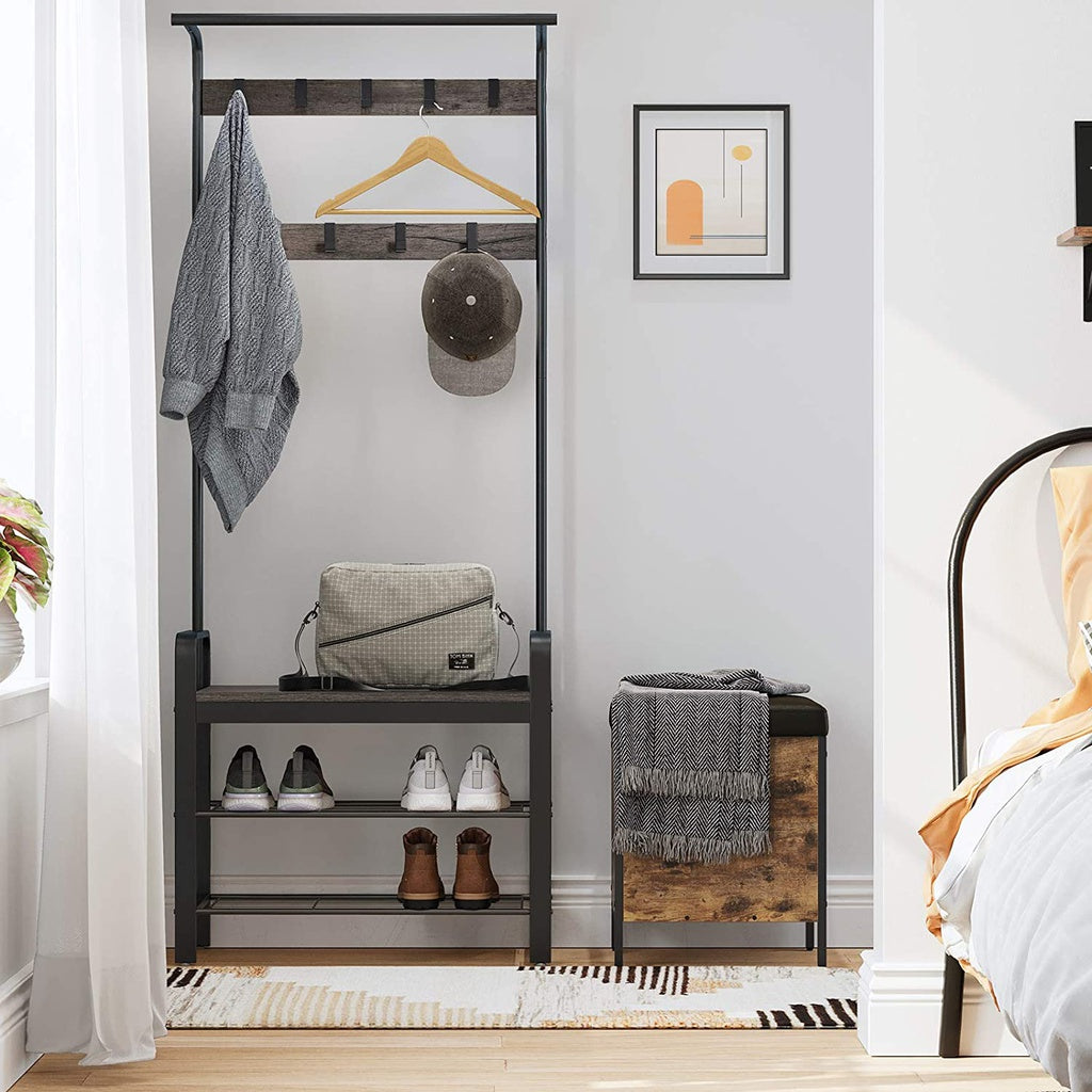 Coat Rack Stand Height 183 cm Hazelnut Brown and Black HSR040B04