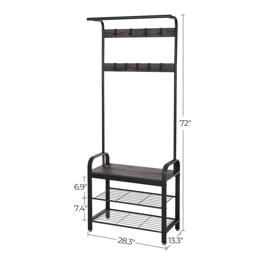 Coat Rack Stand Height 183 cm Hazelnut Brown and Black HSR040B04