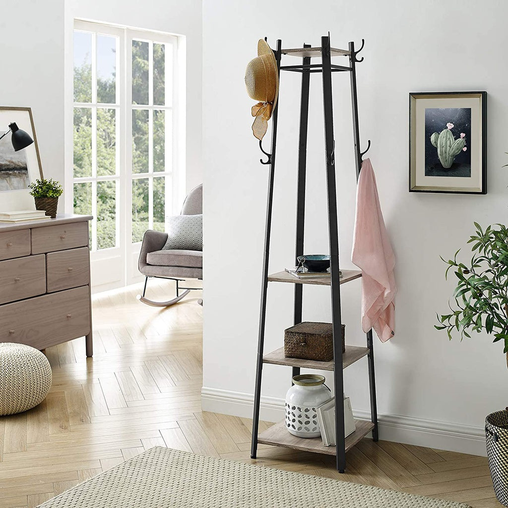 Coat Rack 3 Shelves Greige LCR080B02