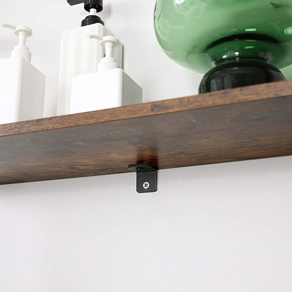 Blanket Ladder Wall-Leaning Rack with Storage Shelf Rustic Brown and Black LLS012B01