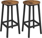 Bar Stools Set of 2 Bar Chairs Kitchen Chairs with Sturdy Steel Frame Height Round Easy Assembly Industrial Style Vintage Brown Black LBC32X