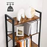 6-Tier Bookcase Storage Shelf Steel Frame for Living Room Study Office Hallway Industrial Design Vintage Brown Black LLS062B01