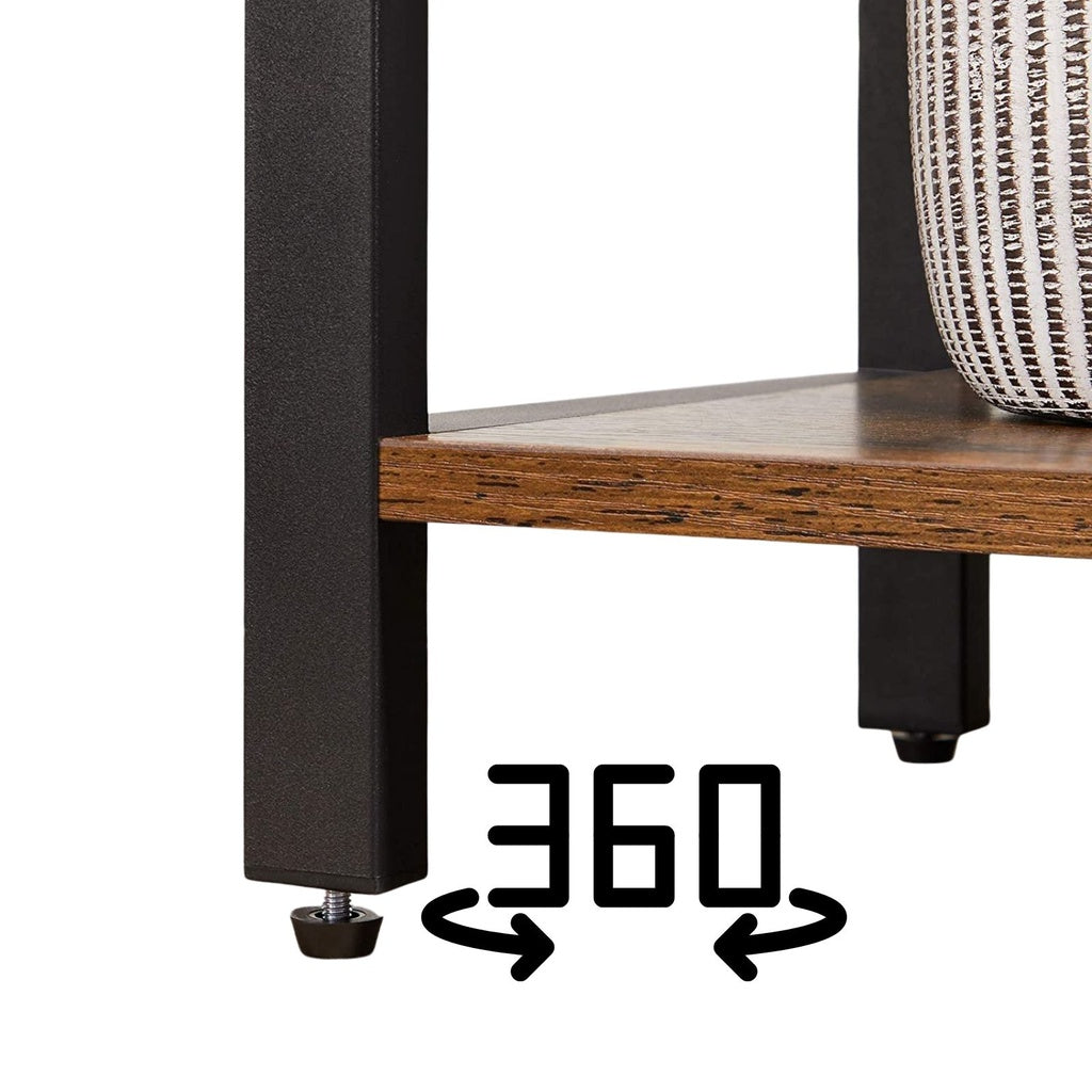 6-Tier Bookcase Storage Shelf Steel Frame for Living Room Study Office Hallway Industrial Design Vintage Brown Black LLS062B01