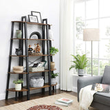 Ladder Shelf 5-Tier Rustic Brown LLS45X