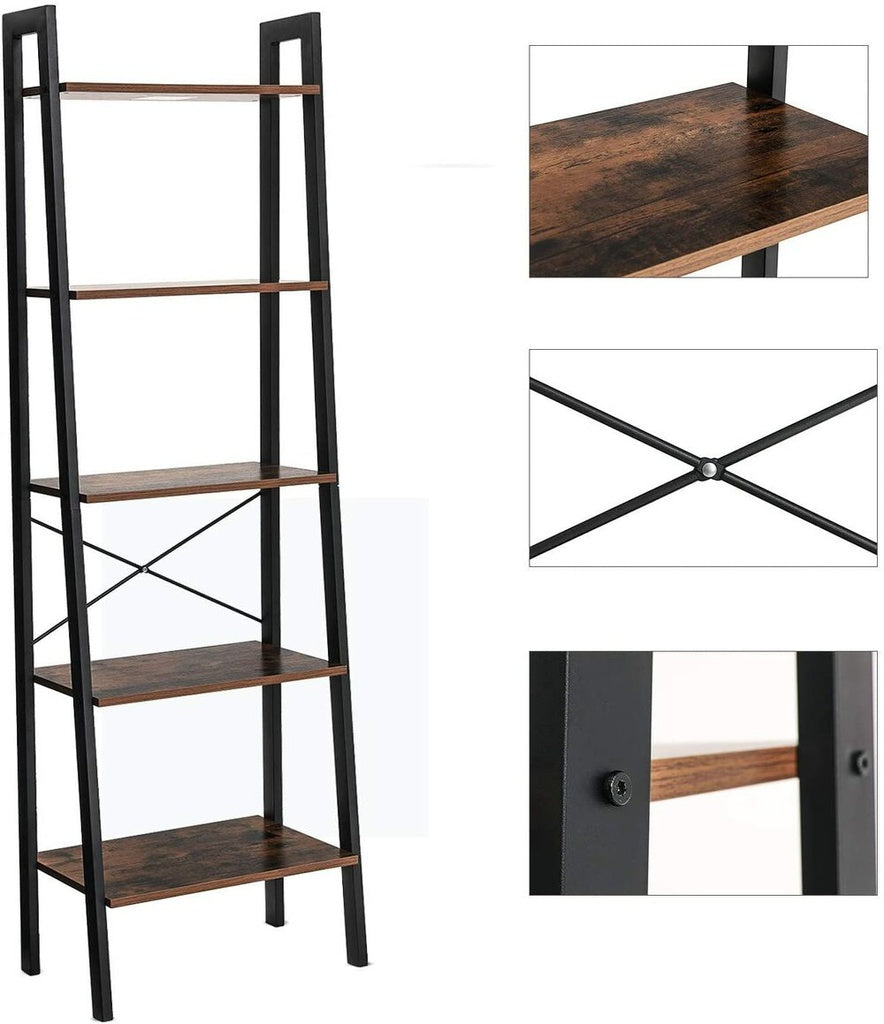 Ladder Shelf 5-Tier Rustic Brown LLS45X