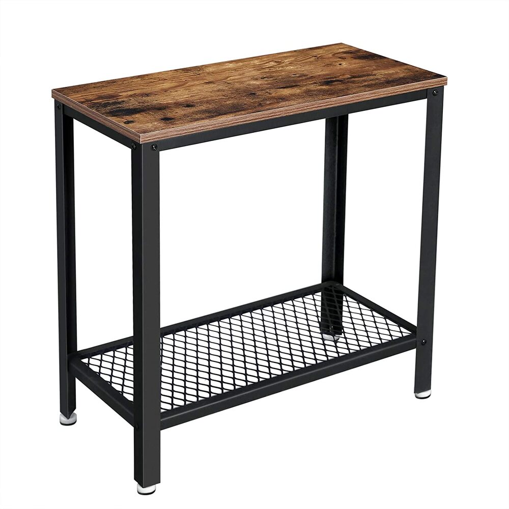 Industrial Side Table Rustic Brown LET31BX