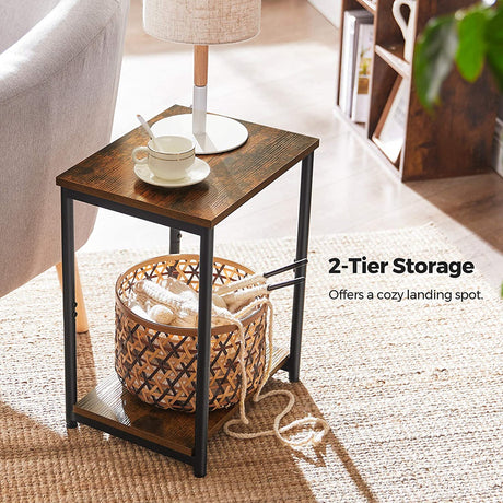 Side Table Vintage Brown with Storage Shelf LET271B01