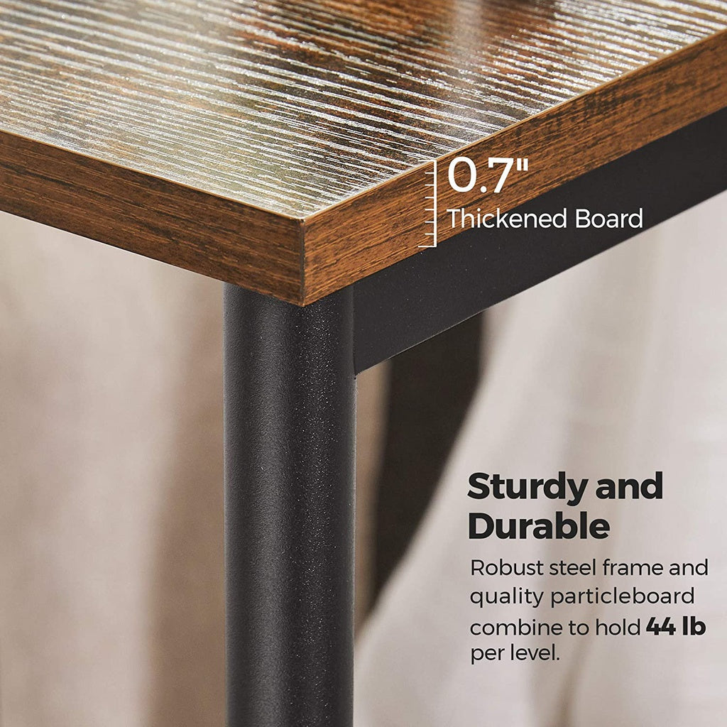 Side Table Vintage Brown with Storage Shelf LET271B01