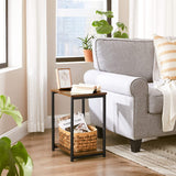 Side Table Vintage Brown with Storage Shelf LET271B01