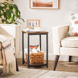 Side Table Vintage Brown with Storage Shelf LET271B01