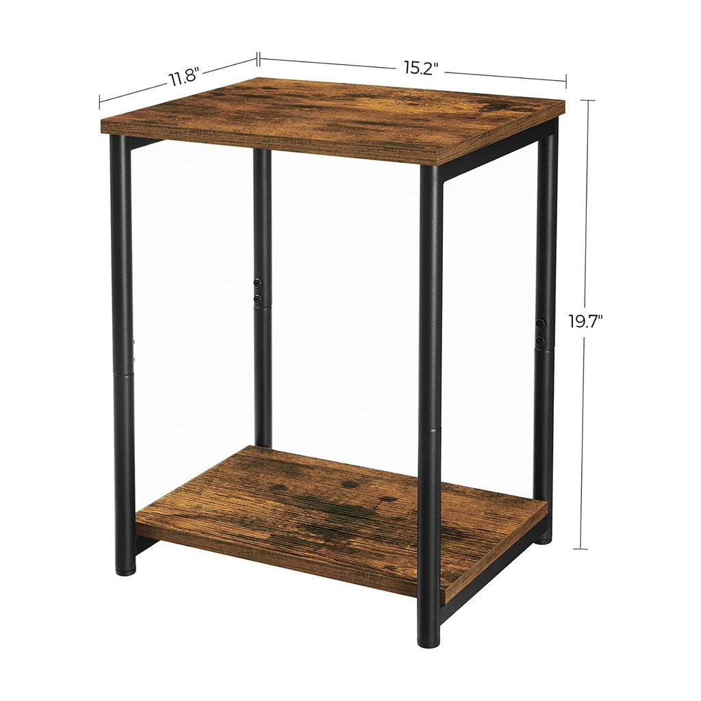Side Table Set of 2 Vintage Brown with Storage Shelf LET272B01