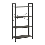 4-Tier Bookshelf Storage Rack with Steel Frame for Living Room Office Study Hallway Industrial Style Charcoal Grey and Black LLS060B04