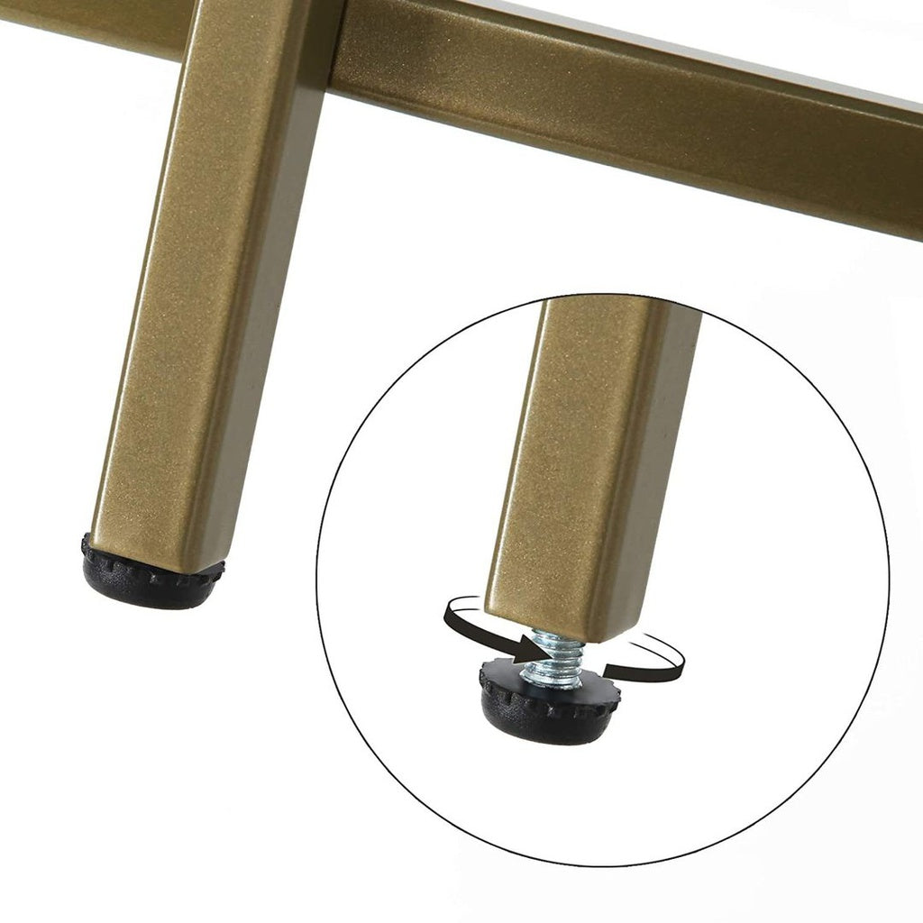Round Side Table Tempered Glass End Table With Golden Metal Frame Small Coffee Table Gold LGT20G