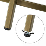 Round Side Table Tempered Glass End Table With Golden Metal Frame Small Coffee Table Gold LGT20G