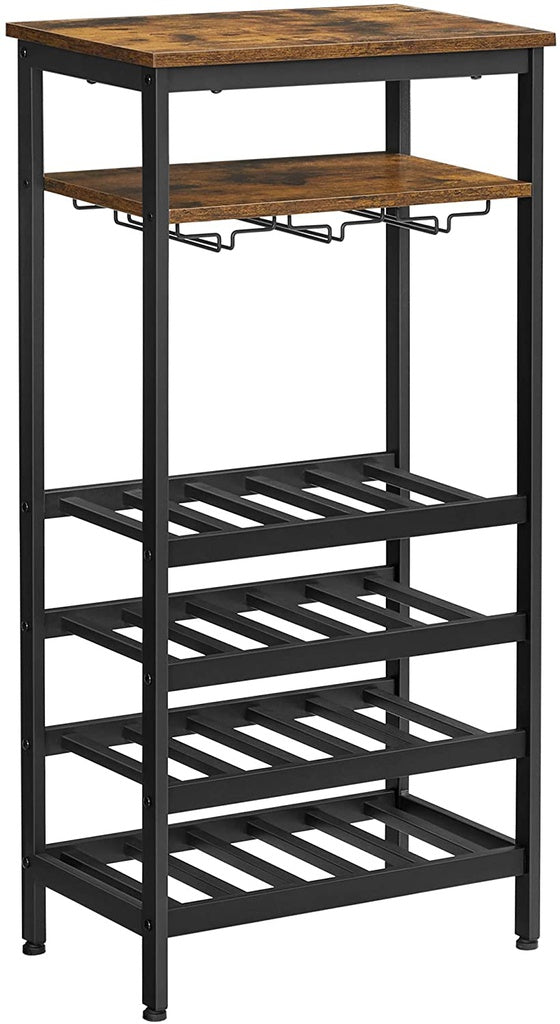 Wine Rack Rustic Brown and Black LWR020B01