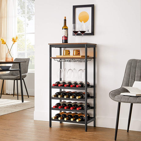 Wine Rack Rustic Brown and Black LWR020B01