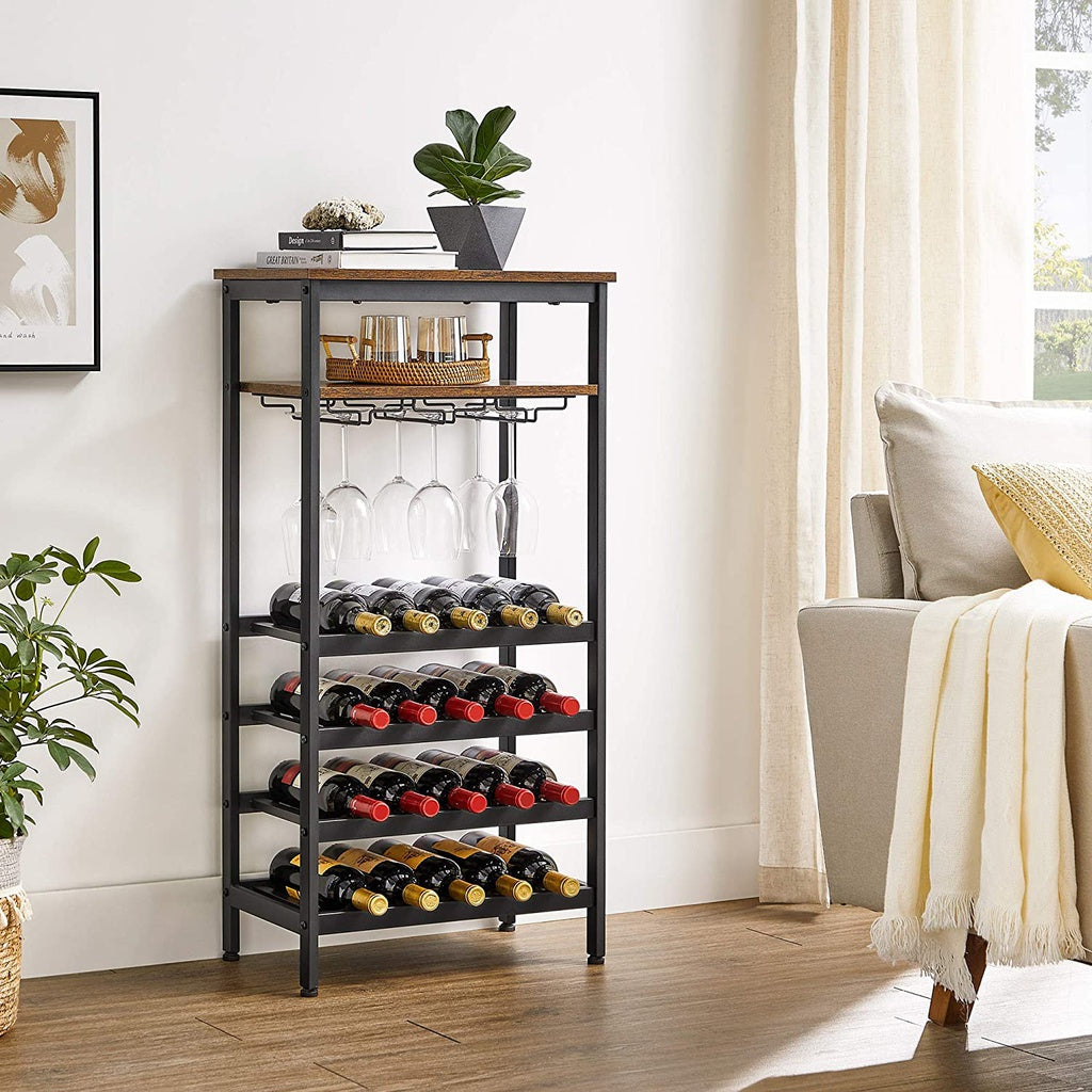 Wine Rack Rustic Brown and Black LWR020B01