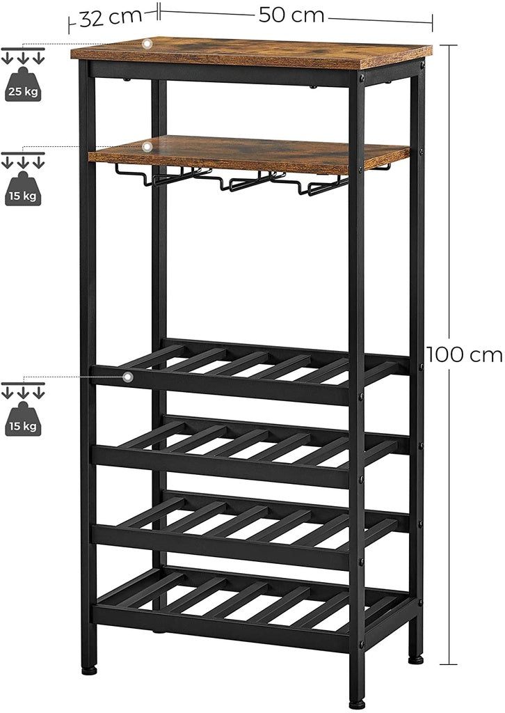 Wine Rack Rustic Brown and Black LWR020B01