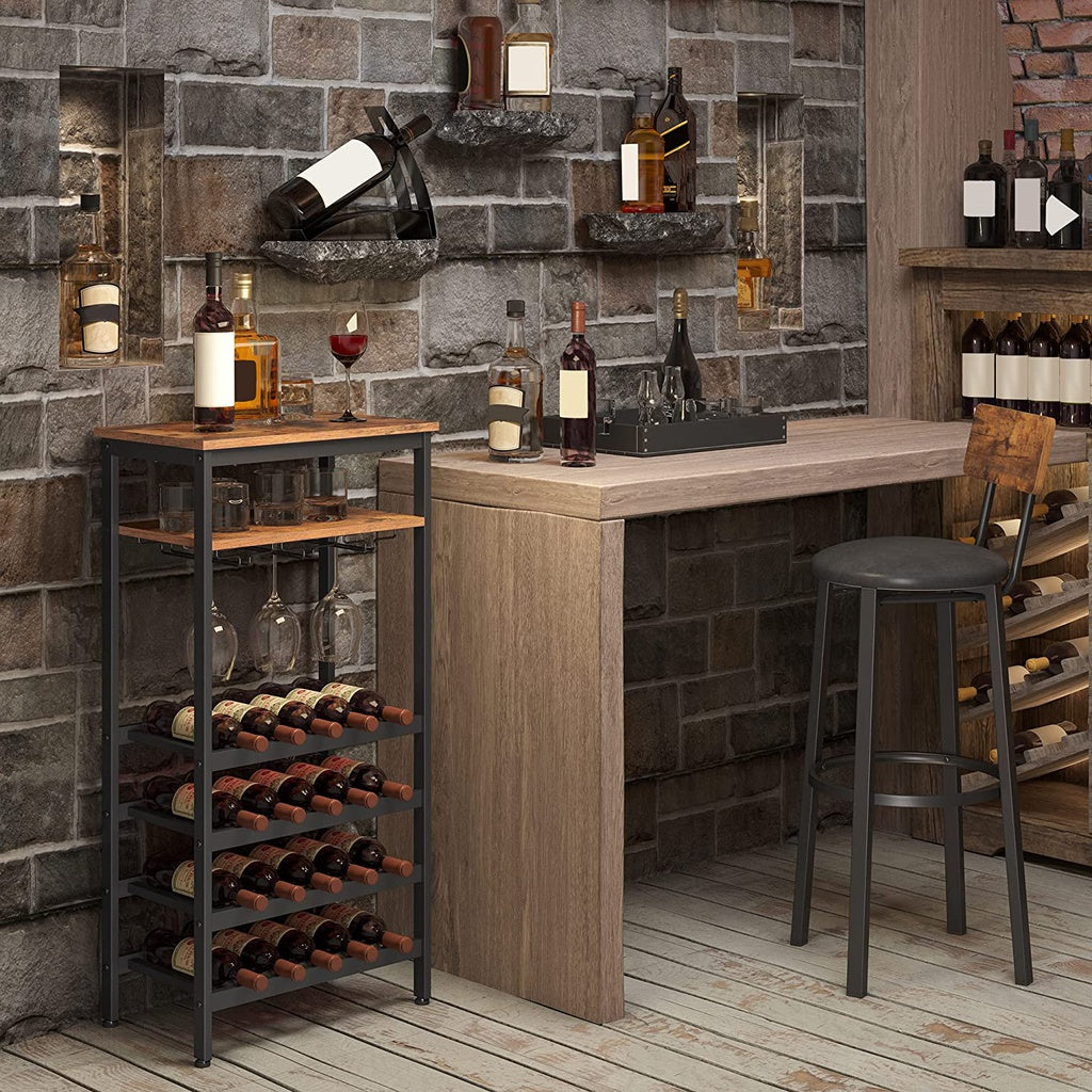 Wine Rack Rustic Brown and Black LWR020B01
