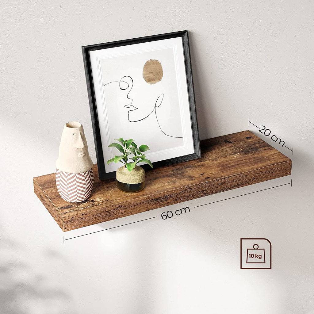 Floating Wall Shelf for Photos Decorations Rustic Brown