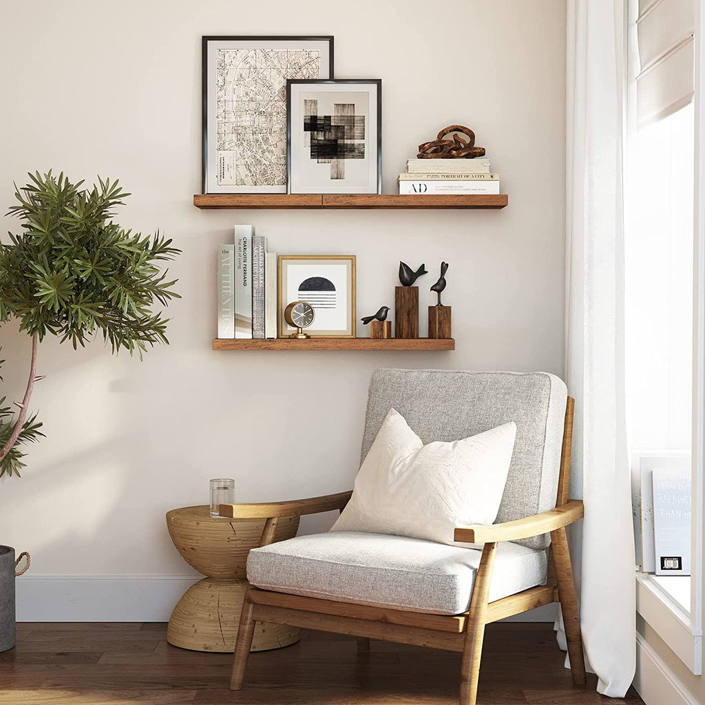 Floating Wall Shelf for Photos Decorations Rustic Brown