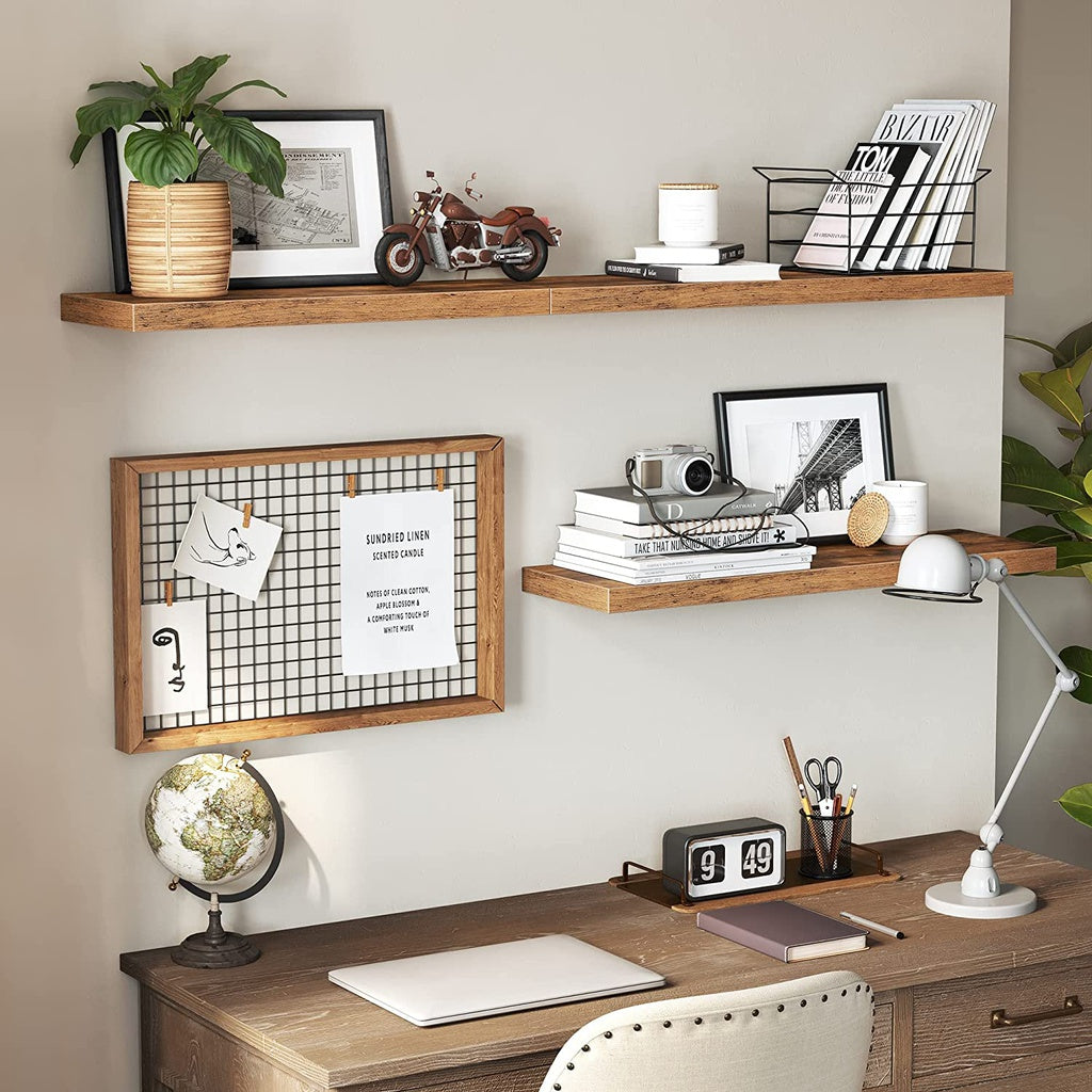 Floating Wall Shelf for Photos Decorations Rustic Brown