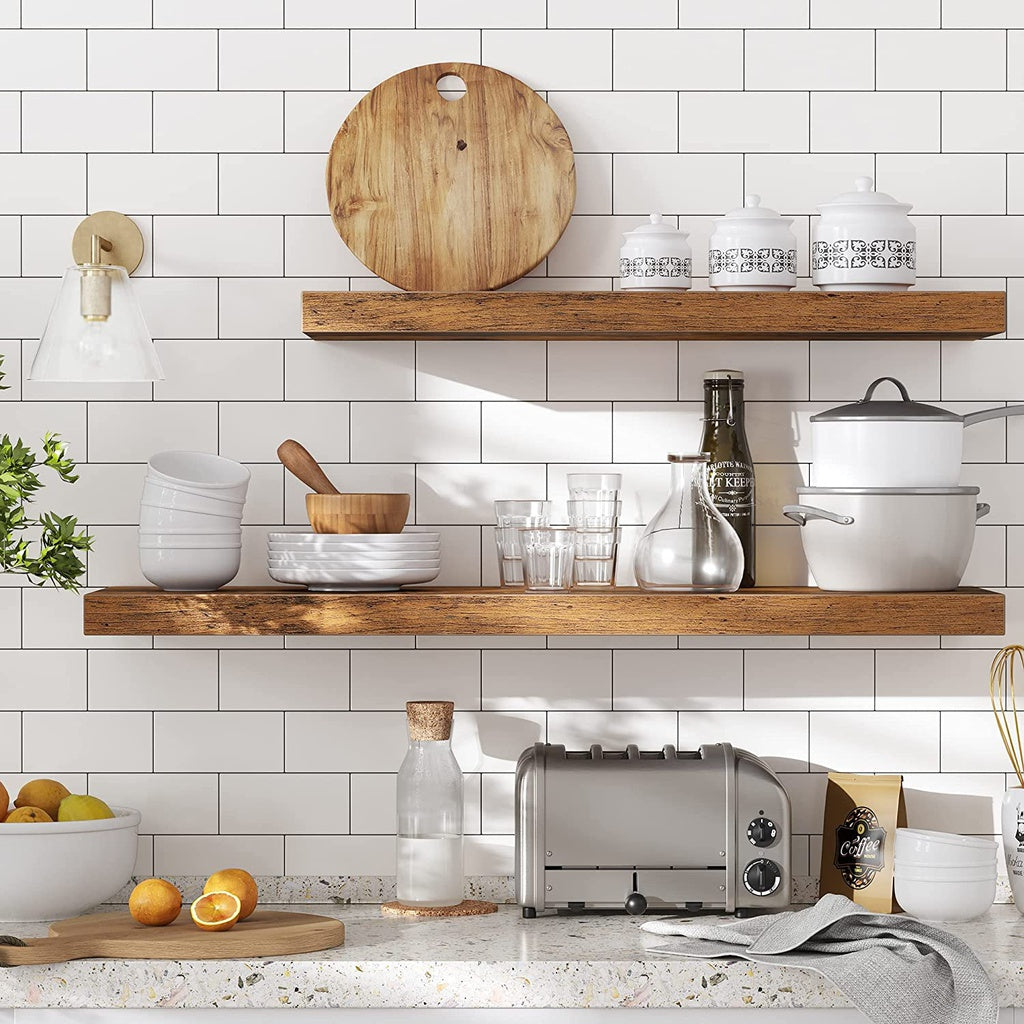 Floating Wall Shelf for Photos Decorations Rustic Brown