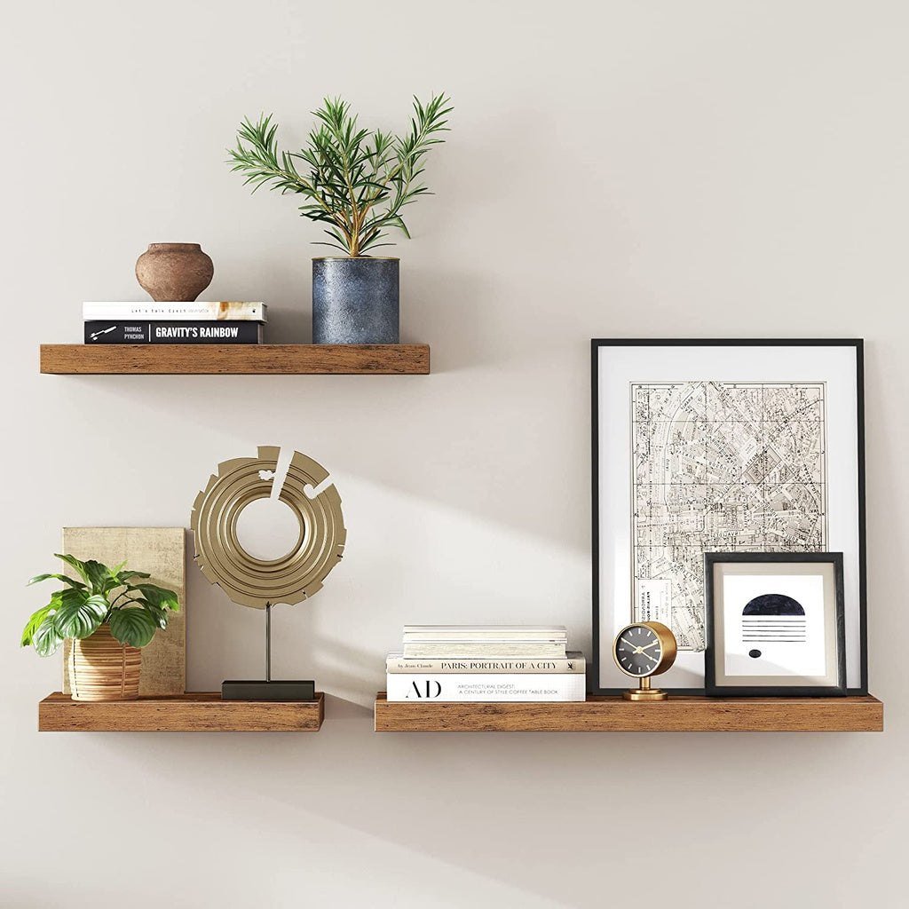 Floating Wall Shelf for Photos Decorations Rustic Brown