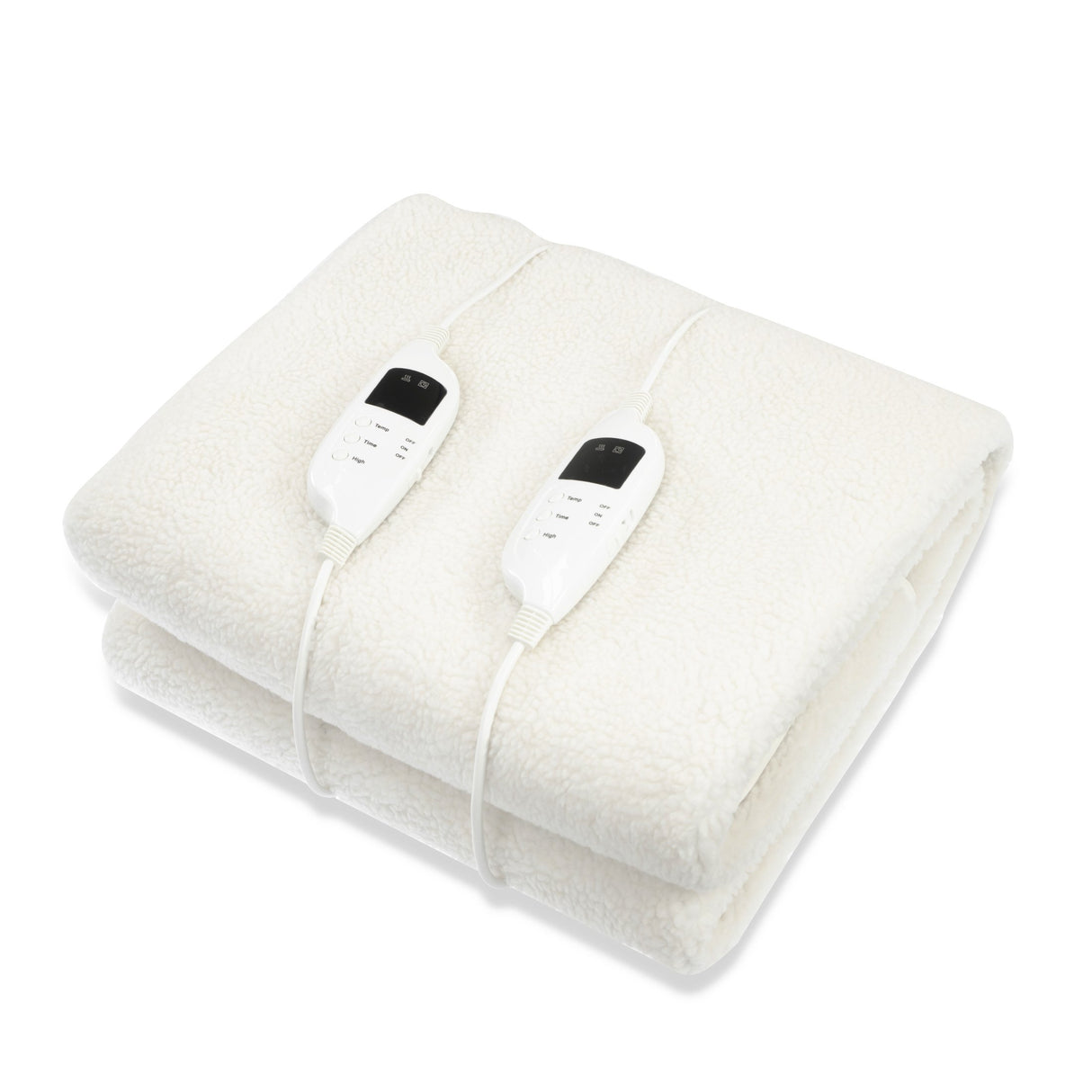 Heated Electric Blanket Double Size Fitted Fleece Underlay Winter Throw - White