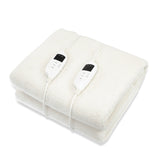 Heated Electric Blanket Double Size Fitted Fleece Underlay Winter Throw - White