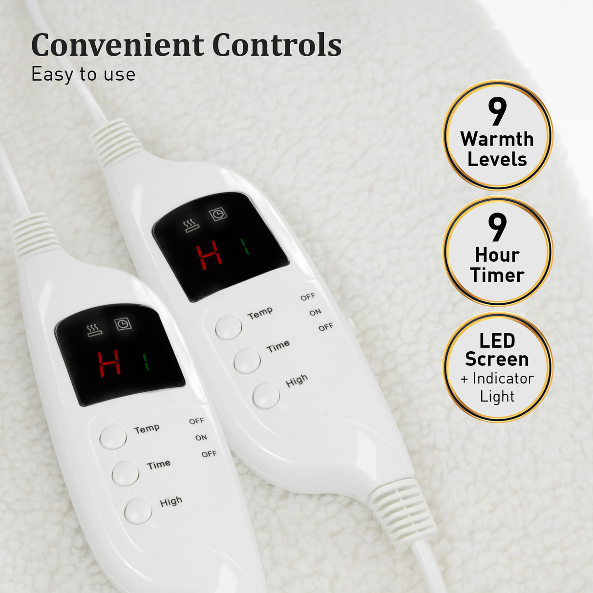 Heated Electric Blanket Double Size Fitted Fleece Underlay Winter Throw - White