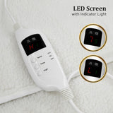 Heated Electric Blanket Double Size Fitted Fleece Underlay Winter Throw - White