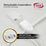 Heated Electric Blanket Double Size Fitted Fleece Underlay Winter Throw - White