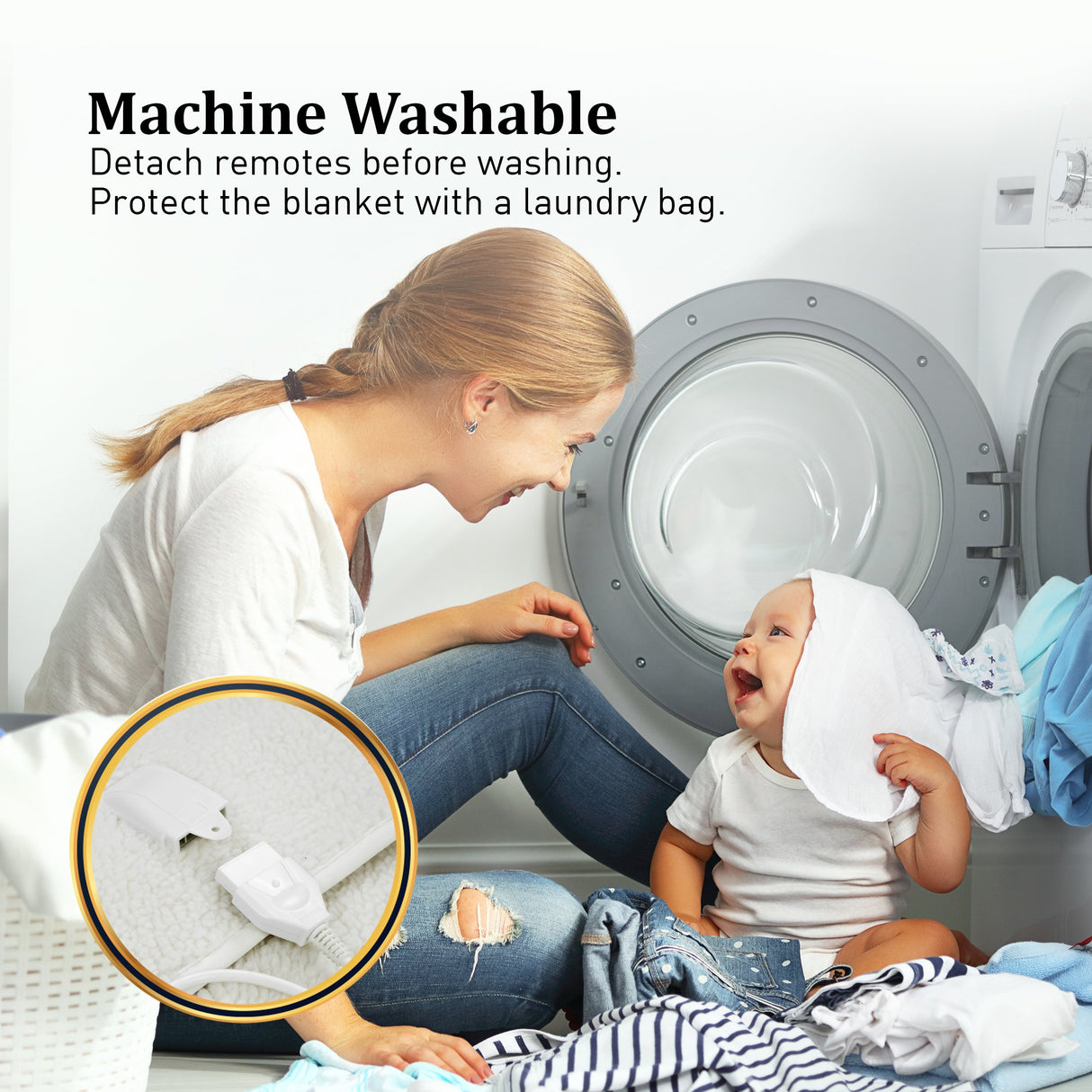 Heated Electric Blanket Double Size Fitted Fleece Underlay Winter Throw - White