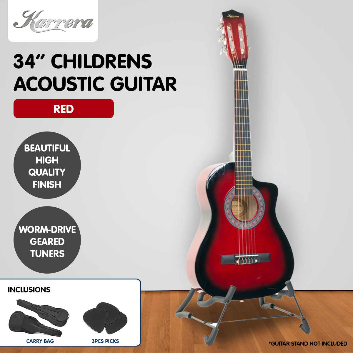 Childrens Acoustic Guitar Kids - Red